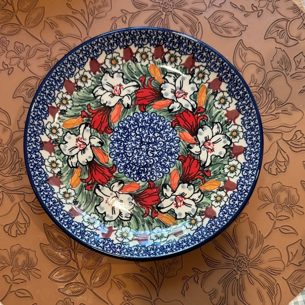 Polish Pottery Unikat  4226 Hand Made in Poland plate 8”